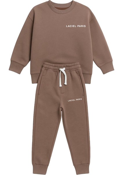 Erkek Çocuk Pamuklu Kahverengi Oversize Sweatshirt Eşofman Alt Takım - Rahat ve Şık modelleri