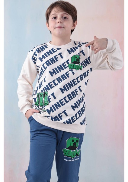 Minecraft Erkek Çocuk Eşofman Takımı Şardonlu