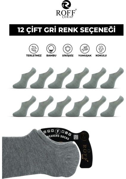 Roff Bambu Erkek Sneaker Spor Patik Çorap Dikişsiz 12’li Paket
