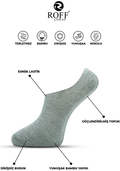 Roff Bambu Erkek Sneaker Spor Patik Çorap Dikişsiz 12’li Paket fiyatları
