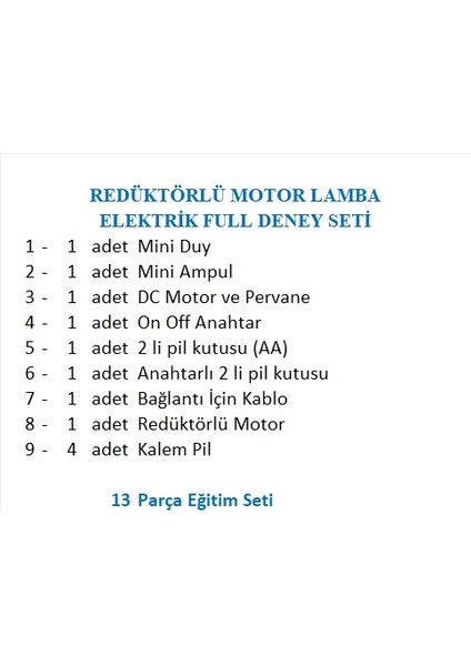 Redüktörlü Motor Lamba Elektrik Full Deney Seti fiyatları