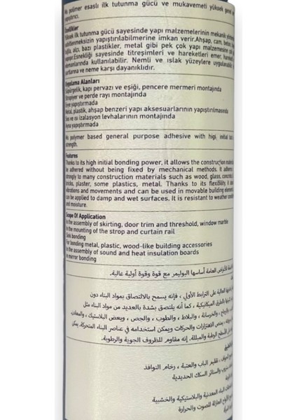 L550 Hıgh Tack - Montaj ve Korniş Yapıştırıcı modelleri