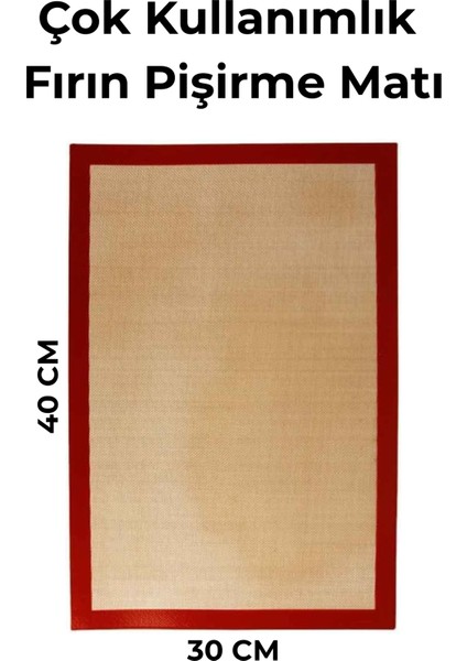 Silikon Pişirme Matı, Yıkanabilir Yanmaz Pastacılık Fırın Matı - Isıya Dayanıklı, Çok Renkli, 30 x 40 cm