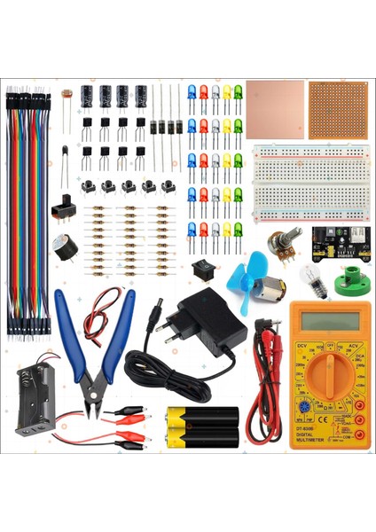 Breaboard Temel Elektrik ve Elektronik Eğitim Full Set DT830D Multimetre Yankeski