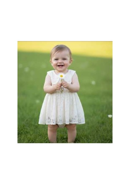 Dantelli ve Düğmeli Altında Zıbını Olan Şık Elbise