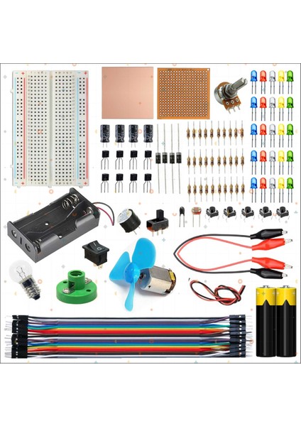 Breaboard Temel Elektrik ve Elektronik Eğitim Set (Lamba Motor ve Breadbord Set)