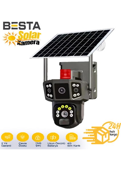 3+3+3 Mp Sim Kartlı Solar Kablosuz Güvenlik Kamerası BS-2088 fiyatları