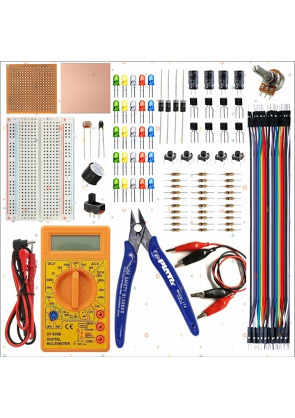 Breadboard Temel Elektronik Devre Seti +DT830D Multimetre + Plato Yankeski