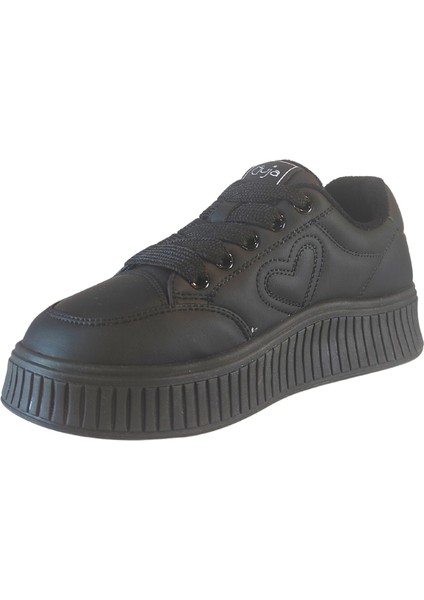 Kadın Deri Sneaker Bağcık Kapamalı Kalp Detaylı Peluş Iç Astarlı Günlük Ayakkabı indirimleri