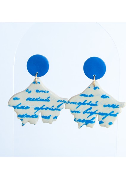 El Yapımı Tasarım Polimer Kil Mavi Romantik Küpe