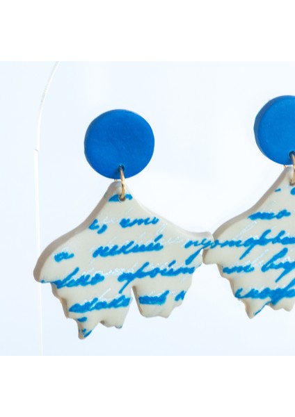 El Yapımı Tasarım Polimer Kil Mavi Romantik Küpe modelleri