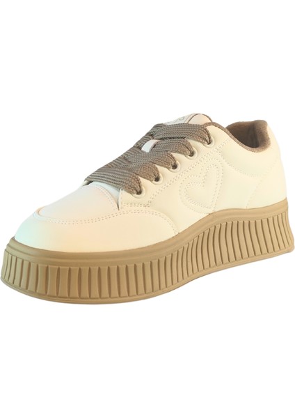 Kadın Deri Sneaker Bağcık Kapamalı Kalp Detaylı Peluş Iç Astarlı Günlük Ayakkabı indirimleri