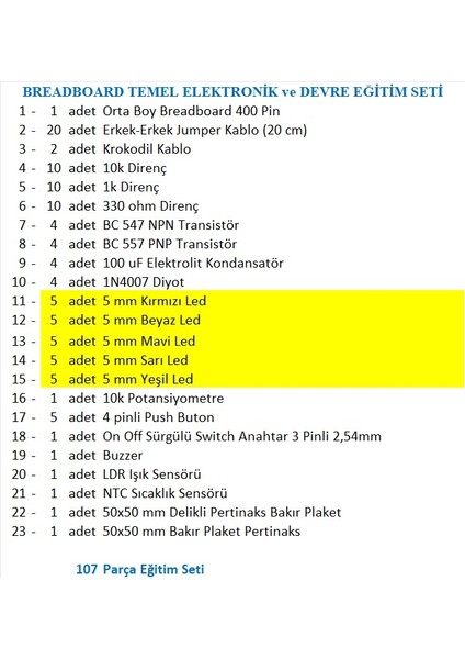 Breadboard Temel Elektronik Eğitim Seti fiyatları