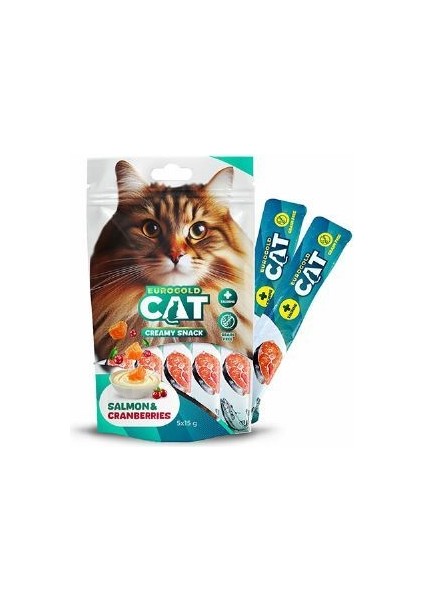 Eurogold Cat Sıvı Kedi Ödülü Somon - Kızılcık 5X15GR