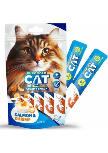 Eurogold Cat Sıvı Kedi Ödülü Somon-Karides 5X15 gr