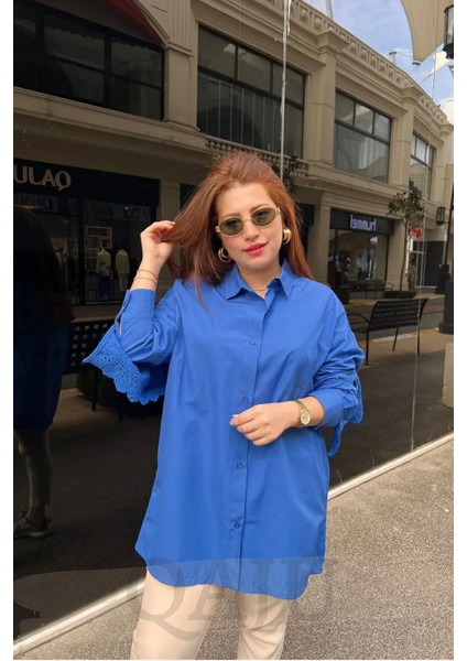 Fisto Detaylı Oversize Gömlek Mavi fiyatları