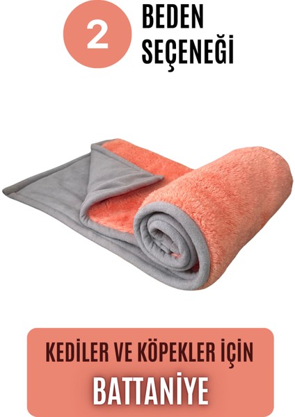 Kedi ve Köpek Battaniyesi - Çift Katlı, Yıkanabilir M (Şeftali)