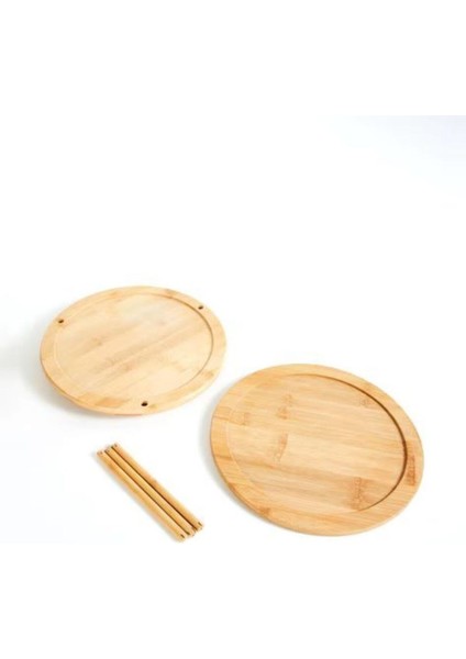 Bambu Iki Katlı Döner Stand Sunumluk 25X17 cm fiyatları