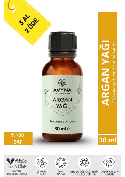 Argan Yağı 30 ml Soğuk Sıkım %100 Saf ve Doğal ( Argan Oil ) - 3 Al 2 Öde