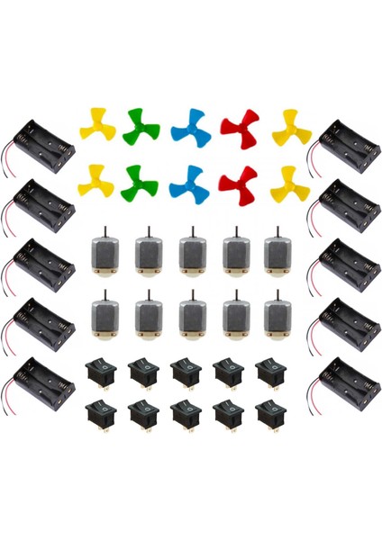 Motor Pervane Set 10 Lu (Motor Pervane 2li Pil Yuvası On-Off Anahtar)