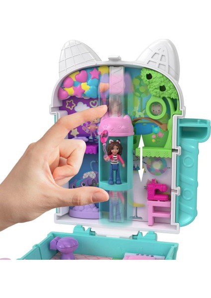 ve Gabby's Dollhouse mikro bebekler ve mini oyun seti, 9 aksesuar ve kedicik dostlar JFV02 fırsatları