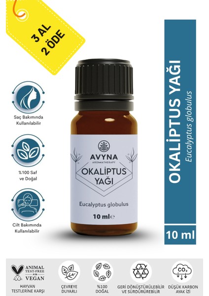 Okaliptus Uçucu Yağı 10 ml Saf ve Doğal (Eucalyptus Essential Oil) - 3 Al 2 Öde