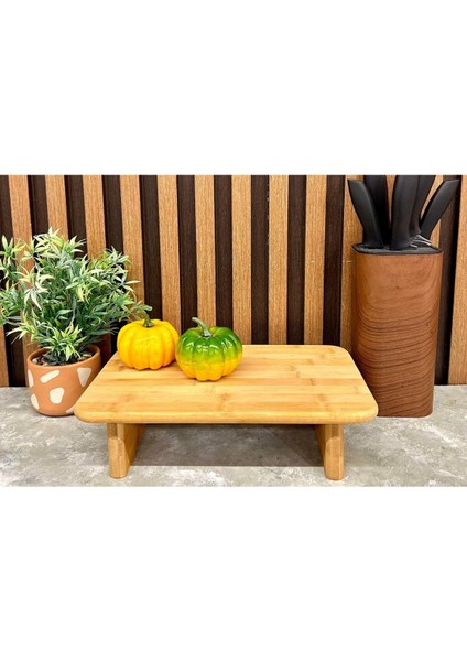Ayaklı Bambu Sunum ve Servis Tahtası 35X22 cm