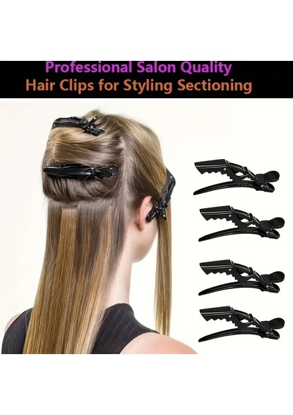 Profesyonel Kuaför Saç Ayırma Tokası – 5’li Set, Kaymaz, Siyah