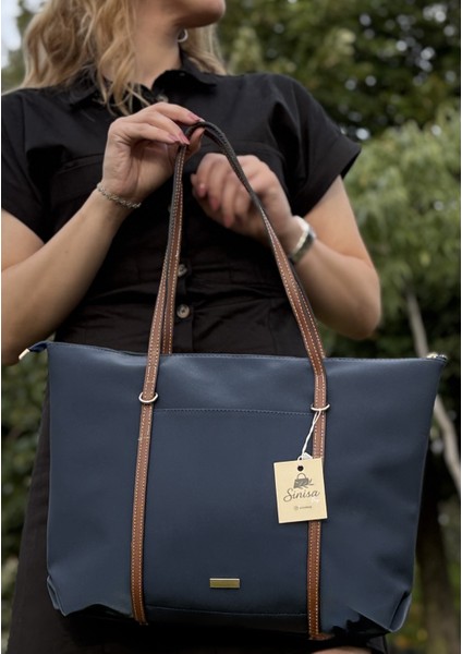Kadın Şeritli Shopper El ve Omuz Çantası