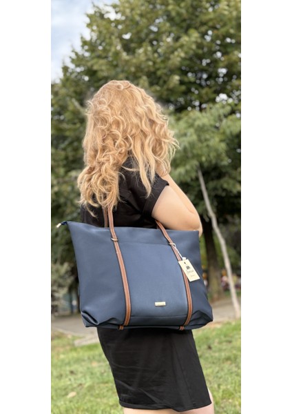 Kadın Şeritli Shopper El ve Omuz Çantası modelleri