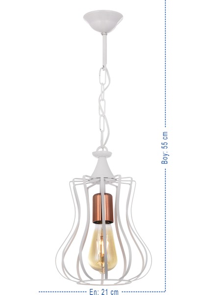 Deren Tekli Avize Beyaz – Bakır Huni Detaylı, Camsız Metal Gövde, E27 Duylu, Rustik Ampul Uyumlu fiyatları