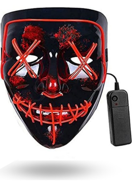 Büro Ev Ofis Gösteri Kostümü Için Pilli Turuncu LED Işıklı Korku Maskesi