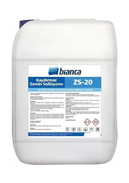 Zs-20 Kaydırmaz Zemin Solüsyonu 20 Lt Şeffaf