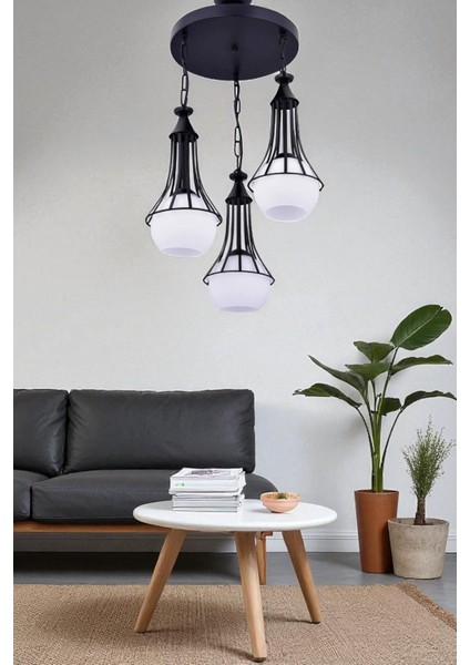 Huni 3’lü Avize Siyah – Modern Zincirli Sarkıt Avize, E27 Duy, Şık Metal Tasarım modelleri