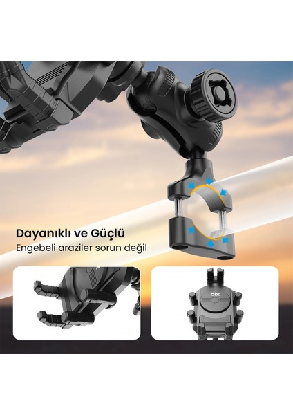 Gidon Bağlantılı Güneş ve Yağmur Korumalı 360° Derece Ayarlanabilir Motosiklet Bisiklet Telefon Tutucu fiyatları