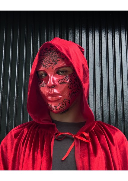 Kan Kırmızı Siyah Çatlatma Desenli Maske indirimleri