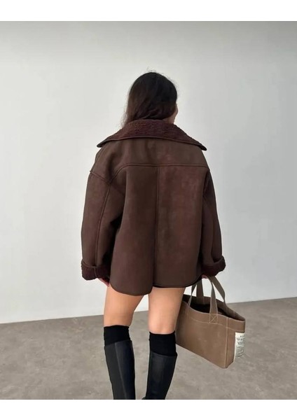 Süet Kumaş Içi Yumoş Bürümcük Astarlı Çoban Düğmeli Kadın Mont Ceket Kaban fiyatları