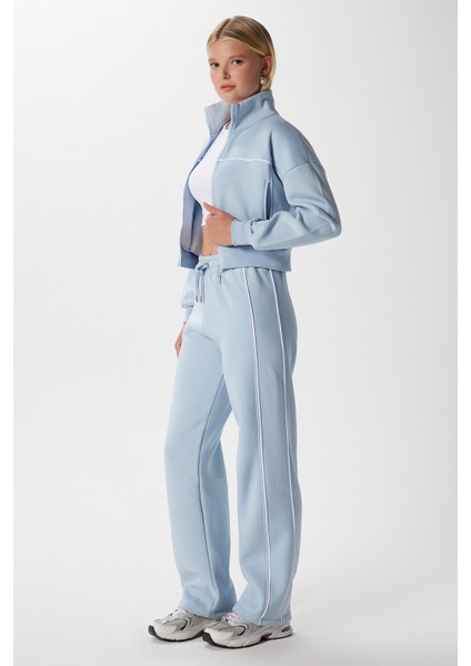 Kadın Lexi Içi Polarlı Şeritli Mavi Alt Üst Eşofman Takımı