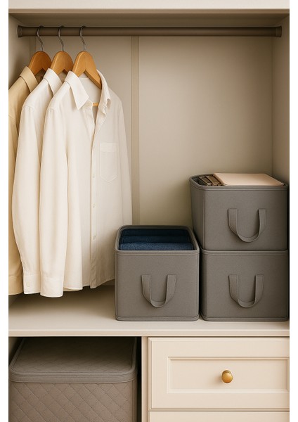 Raf Düzenleyici 25 cm - Gri Tela Kumaş | 2 Adet | Mukavva, Katlanabilir Kıyafet Saklama Organizeri fiyatları