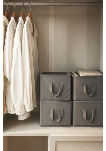 Raf Düzenleyici 25 cm - Gri Tela Kumaş | 2 Adet | Mukavva, Katlanabilir Kıyafet Saklama Organizeri indirimleri