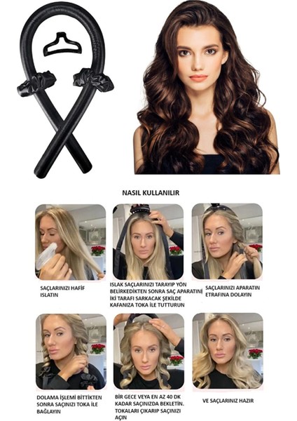 İpek Isısız Saç Şekillendirici Saç Dalga Sosisi Bigudisi Seti