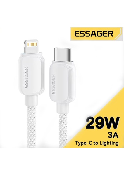2-Metre 29W Pd CE/FC/ROHS Lisanslı Type-C To iphone Lightning Süper Hızlı Şarj ve Data Kablosu Örgülü Sağlam