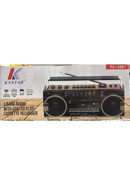 PX-149BT Bluetooth USB Kasetli Nostaljik Radyolu Teyp