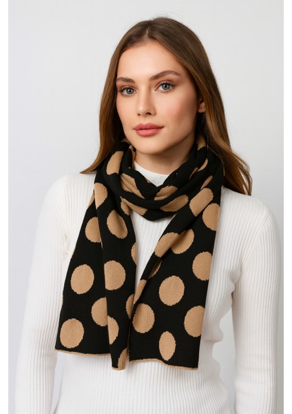 Puantiye Desenli Çift Taraflı Triko Atkı