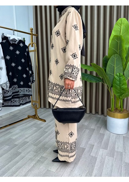 Kadın 2’li Takım Siyah Nakışlı Etnik Desenli | Şık ve Rahat Kombin modelleri