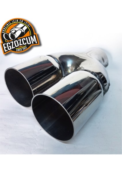 Çift Yönlü 76 Mm. Full Paslanmaz Krom Çiftli Takım 2 Adet (Sağ/sol) Egzoz Ucu Eksoz Başlığı Krom fırsatları