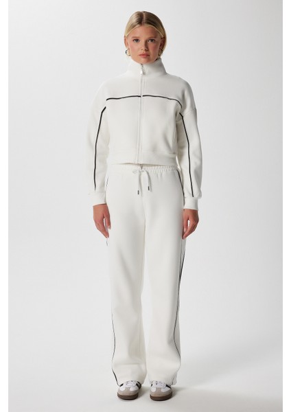 Kadın Lexi Içi Polarlı Şeritli Ekru Alt Üst Eşofman Takımı modelleri