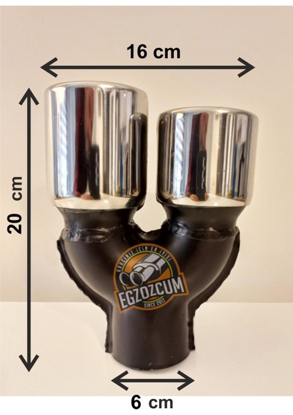 76 mm Krom Düz Yuvarlak Ileri Geri Çift Çıkış Uyumlu Paslanmaz Sessiz Egzoz Ucu 2 Adet fırsatları