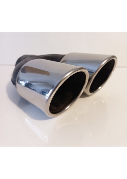 76 Mm. Çiftli Önü Kesik Eşit Paslanmaz Krom (Dual) Egzoz Eksoz Ucu