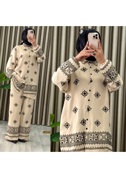 Kadın 2’li Takım Siyah Nakışlı Etnik Desenli | Şık ve Rahat Kombin indirimleri